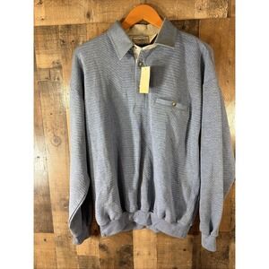 Classics By Palmland Men's Long-Sleeve Light Blue 1/4 Button Up Shirt Size Large